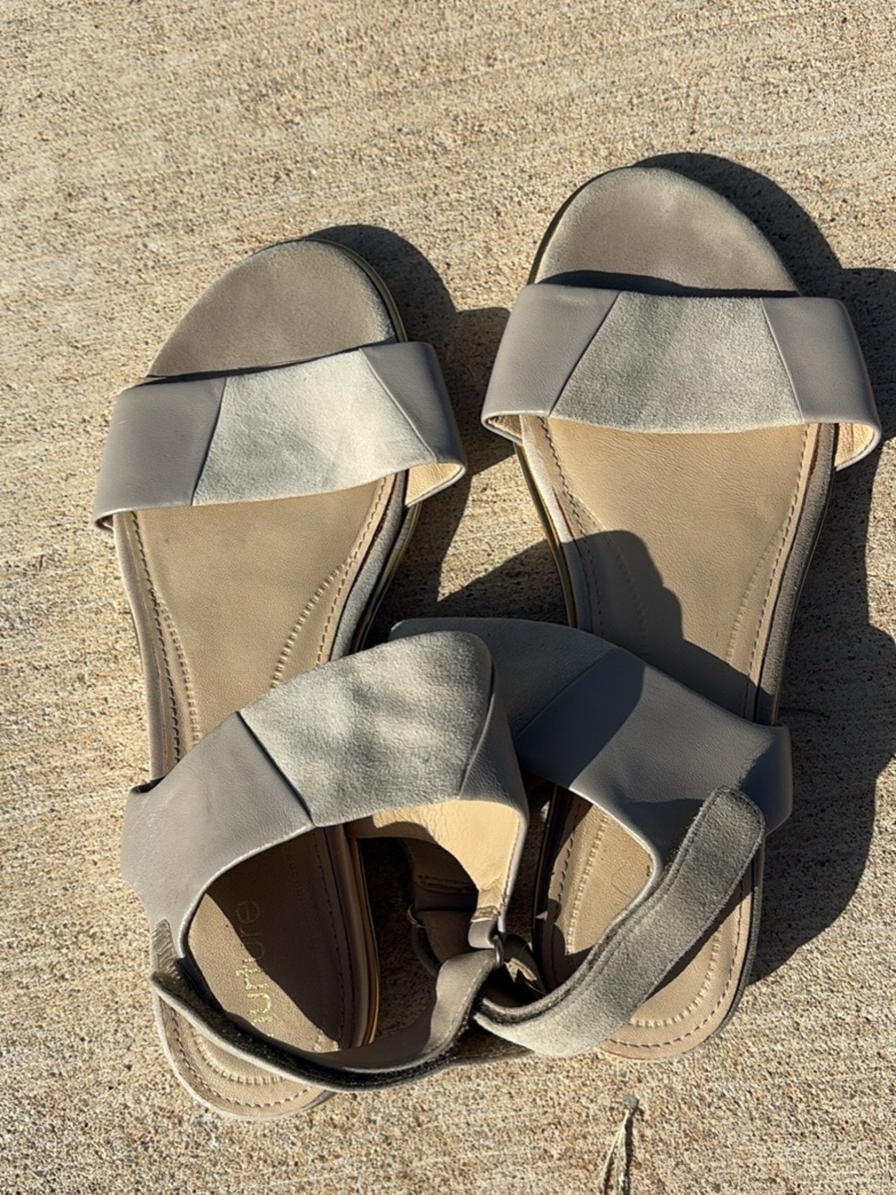 Nurture by Lamaze Taupe and Cream Slip-On Women's Sandals